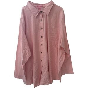 Woman Within Button-Down Shirt Pink Long Sleeve Collard Top Sz 4x Soft Cotton‎
